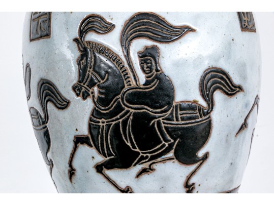 Large Chinese Glazed Figural Vase 