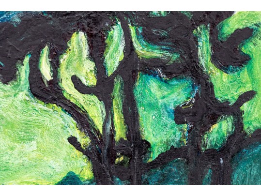 Signed Rikke Oil On Board, Abstract Forest