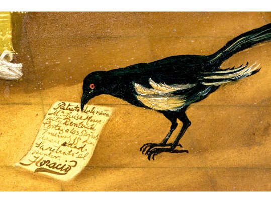 Horacio Rentería Rocha (Mexican, 1912-1972) Oil On Canvas, Girl With Dog And Birds