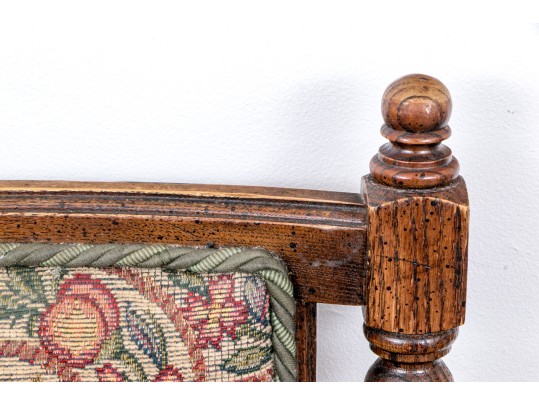 Set Of Four Vintage Carved Oak Bobbin Turned Side Chairs