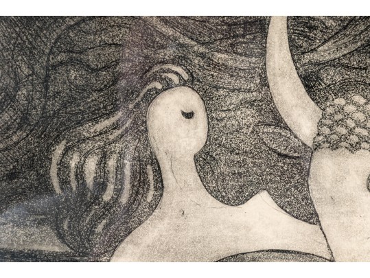 Zavel Silber (Latvian-American, 1910-1978) Signed Ltd Ed Etching, Surrealist Bull And Woman
