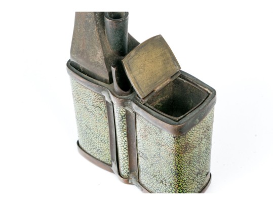 Antique Brass And Shagreen Opium Pipe