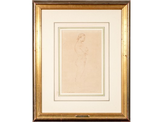 Victoria Hutson Huntley (American [NY], 1900-1971) Ink On Paper Figure Study, 1939