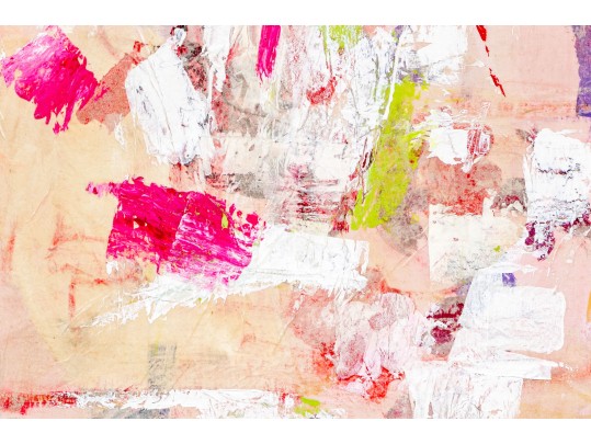 Mid-century Modern Mixed Media On Canvas, Signed