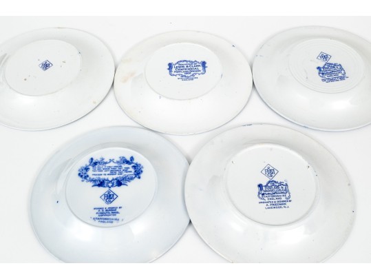 Set Of Five Antique Staffordshire Ceramic Plates