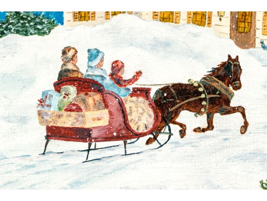 Bernice Elizabeth Barriere (American [CT], 1933-2013) Oil On Board, Winter Scene, 1990