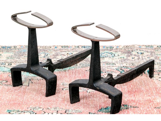 Pair Of Bennett Iron And Steel Andirons