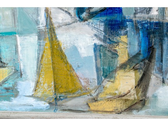 Signed Lekus Oil On Canvas, Expressionist Sailboats