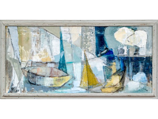 Signed Lekus Oil On Canvas, Expressionist Sailboats