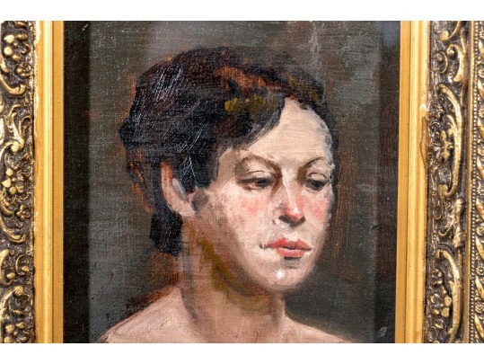 Oil On Board, Portrait Bust Of A Woman