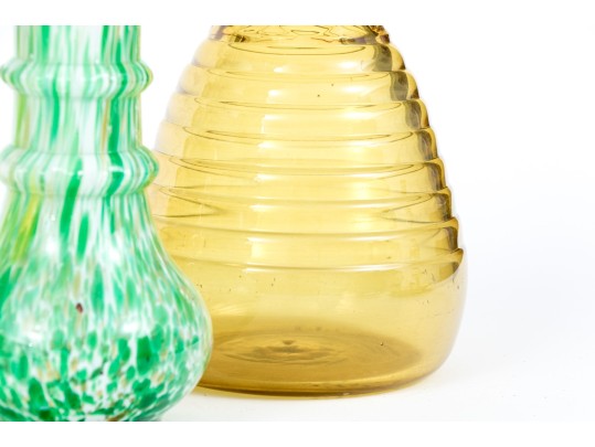 Lot Of Five Glass And Silver Plate Mounted Decanters