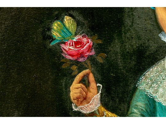 Horacio Rentería Rocha (Mexican, 1912-1972) Oil On Canvas, Girl With Butterflies And Dog