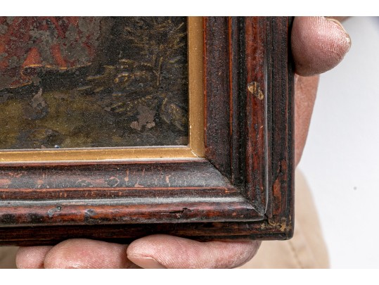 Spanish Colonial Oil On Board, St. John The Evangelist Writing The Book Of Revelation