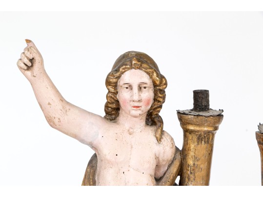 Pair Of Antique Italian Angel Candlesticks