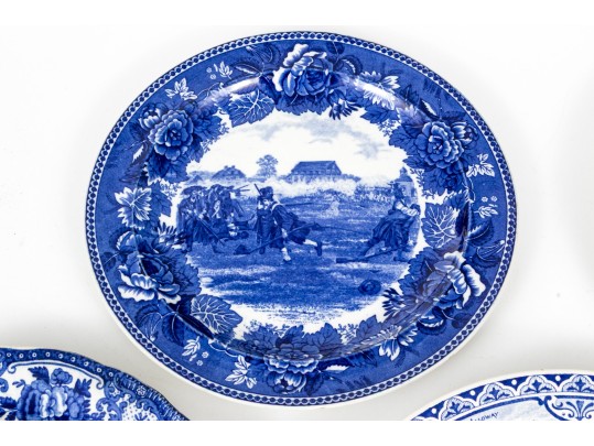 Seven English Transferware Ceramic Plates Including Wedgwood And Adams