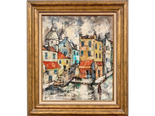 Jean-Claude Mayodon De Bomainq (French, 1938-1981) Oil On Canvas, Urban Scene