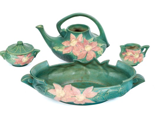 Four Piece Roseville Moulded Ceramics