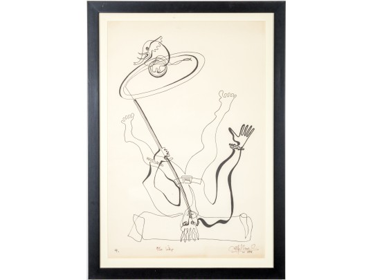 Signed Ltd Ed Lithograph, Man With Tiny Elephant, 1976