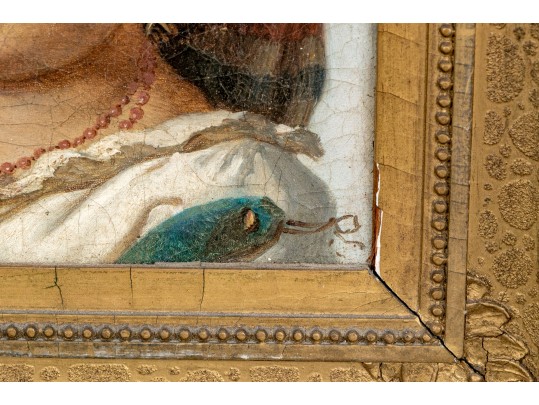 19th C. Italian School Signed Oil On Canvas Portrait Of A Young Woman