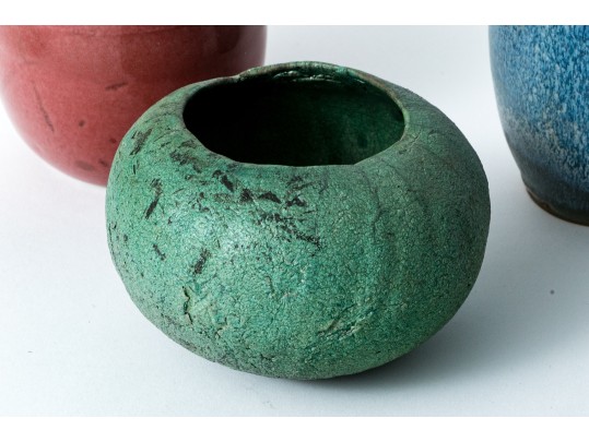 Group Of Five Studio Ware Glazed Pottery Vases