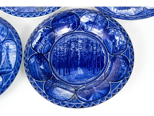 Set Of Five Antique Staffordshire Ceramic Plates