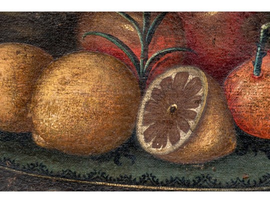 Antique Oil On Canvas, Still Life With Fruit