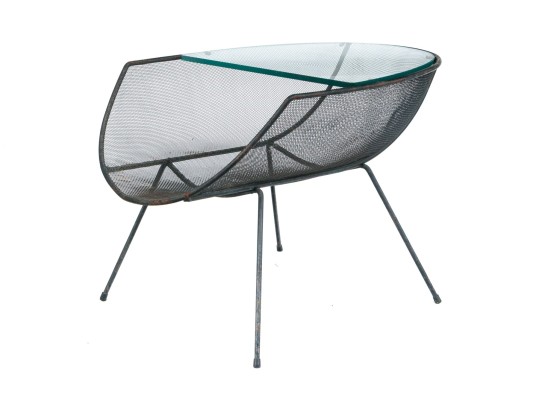 Iron Mesh And Glass End Table, Likely Sol Bloom