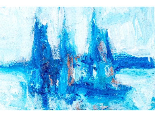 Signed Oil On Board, Expressionist Sailboats, 1976