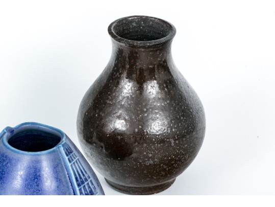 Group Of Five Studio Ware Glazed Pottery Vases