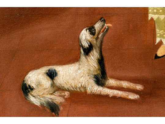 Horacio Rentería Rocha (Mexican, 1912-1972) Oil On Canvas, Girl With Butterflies And Dog