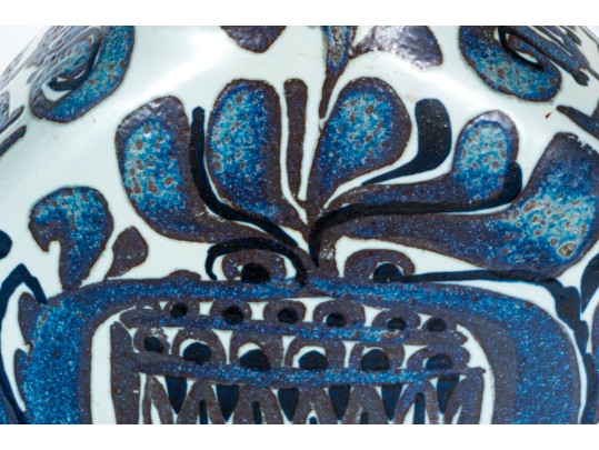 Nils Thorsson Mid-century Royal Copenhagen Painted Ceramic Moonflask Form Vase