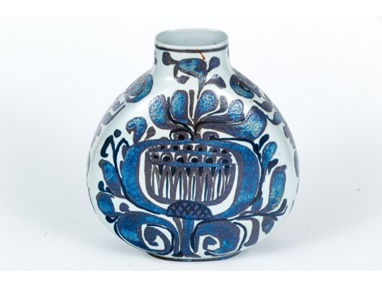 Nils Thorsson Mid-century Royal Copenhagen Painted Ceramic Moonflask Form Vase