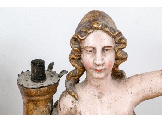 Pair Of Antique Italian Angel Candlesticks