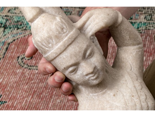 Carved Stone Southeast Asian Dancer With Wood Stand