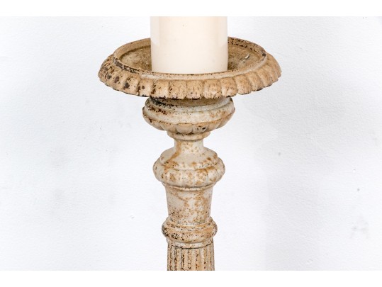 Antique Painted Iron Neoclassical Candle Prick