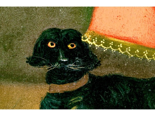 Horacio Rentería Rocha (Mexican, 1912-1972) Oil On Canvas, Girl With Dog And Birds