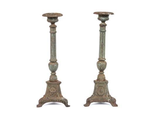 Pair Of Iron Candlesticks