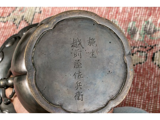 Pair Of Chinese Pewter Patinated Bronze Gu Form Vases