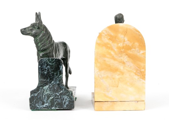 Two Metal And Stone Bookends