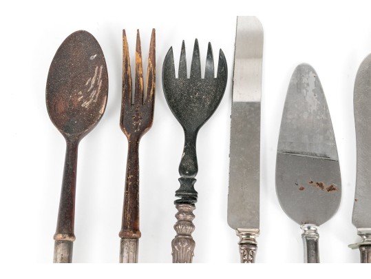 Variety Of Serving Utensils Including Sterling Silver Handles