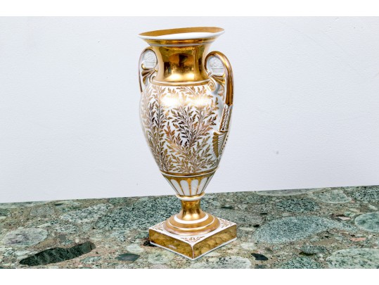 Antique Paris Porcelain Twin Handled Urn, Ca. 1840-1860