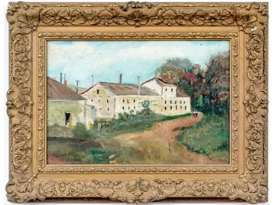 19th C. Oil On Panel, Rural Landscape With Figures