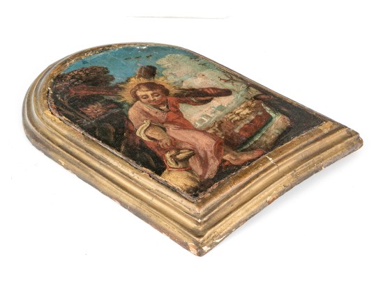 Antique Oil On Panel, Christ The Good Shepherd, Probably 18th Century