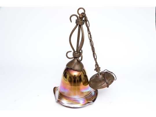 Todd Phillips (American [NC], 20th C.) Hand-Blown Glass Pendant Light, Signed And Dated