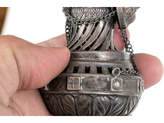 Spanish Santiago De Compostela Silver Souvenir Incense Burner, 1.535 Ozt.