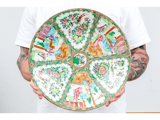 Chinese Export Rose Medallion Porcelain Charger, Ca. 1840