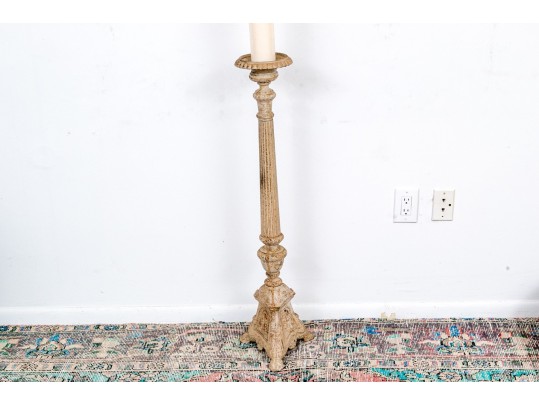 Antique Painted Iron Neoclassical Candle Prick