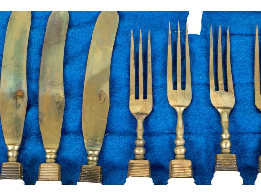 Austrian Ernst Wahliss Wien Porcelain Handled Fork And Knife Service For Six