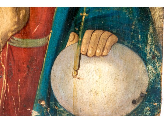 Oil On Panel Icon Of Christ Pantocrator