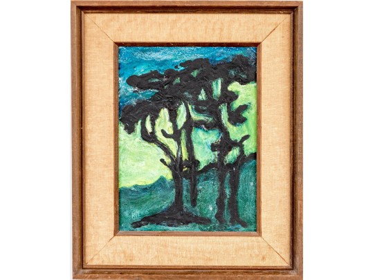 Signed Rikke Oil On Board, Abstract Forest